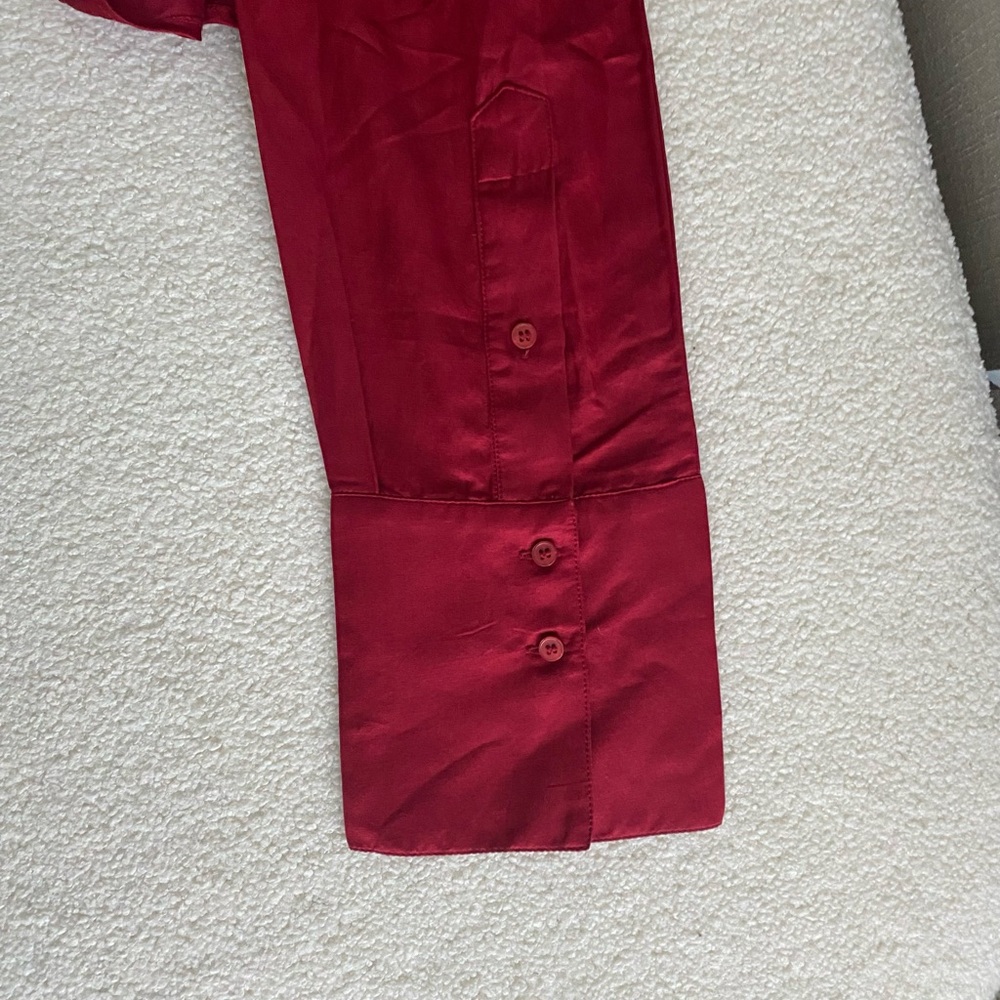 Citizens Of Humanity Silk & Cotton Blouse Vibrant Red Button Up Shirt - Medium - Picture 4 of 9